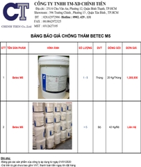 BÁO GIÁ CHỐNG THẤM BETEC M5 NĂM 2021