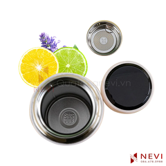 bình giữ nhiệt có cảnh báo nhiệt độ, có lưới lọc trà, chất liệu inox cao cấp, cung cấp bởi Quà tặng Nevi