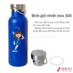 bình giữ nhiệt có nắp inox kèm zoăng cao su, chất lượng cao cấp, cung cấp bởi Quà tặng Nevi