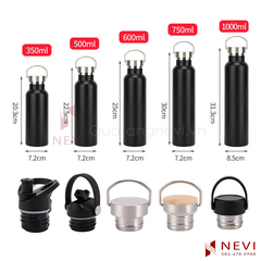 bình giữ nhiệt có quai xách dung tích từ 350ml đến 1000ml, cung cấp bởi Quà tặng Nevi