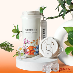 bình giữ nhiệt inox 316 có nắp nhựa PP và ống hút silicon