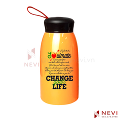 bình giữ nhiệt inox màu cam, thiết kế nổi bật, phong cách thời trang, cung cấp bởi Quà tặng Nevi