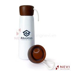 bình giữ nhiệt nắp gỗ in khắc theo yêu cầu, cung cấp bởi Quà tặng Nevi