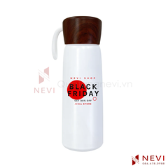 bình giữ nhiệt nắp gỗ màu trắng, cung cấp bởi Quà tặng Nevi