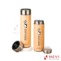 bình giữ nhiệt vỏ tre có màn hình Led hiển thị nhiệt độ thông minh cung cấp bởi Quà tặng Nevi