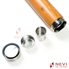 bình nước bằng tre có nắp inox, lưới lọc inox và rọ pha trà inox cung cấp bởi Quà tặng Nevi