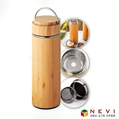 Bình Giữ Nhiệt Vỏ Tre Có Quai Xách
