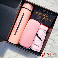 bộ quà tặng bình giữ nhiệt có hiển thị nhiệt độ kết hợp ô gấp cán thẳng cung cấp bởi Quà tặng Nevi