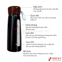 cấu tạo bình giữ nhiệt nắp gỗ, nhiều ưu điểm, cung cấp bởi Quà tặng Nevi