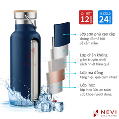 cấu tạo bình giữ nhiệt inox có quai xách, nhiều lớp cách nhiệt hiệu quả, cung cấp bởi Quà tặng Nevi