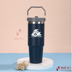 cốc giữ nhiệt màu xanh than có quai xách 900ml
