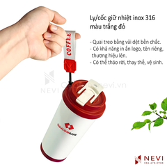 cốc giữ nhiệt inox 316 có quai treo bằng vải dệt bền chắc