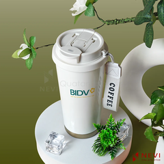 cốc giữ nhiệt inox 316 màu trắng có quai xách