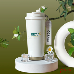 cốc giữ nhiệt inox 316 màu trắng in logo đẹp
