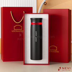 hộp quà tặng bình giữ nhiệt lock&lock Feather Light màu đen đỏ cao cấp, cung cấp bởi Quà tặng Nevi