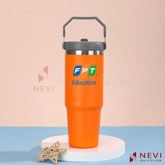 ly giữ nhiệt màu cam có quai xách 900ml