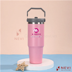 ly giữ nhiệt màu hồng có quai xách 900ml