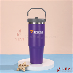 ly giữ nhiệt màu tím có quai xách 900ml