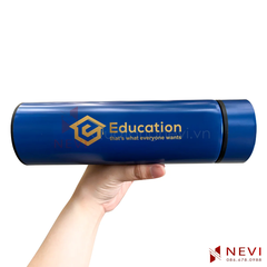 mẫu bình giữ nhiệt inox, dung tích 500ml màu xanh blue in hình làm quà tặng giáo dục, cung cấp bởi Quà tặng Nevi