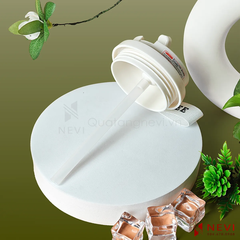 nắp cốc giữ nhiệt inox 316 màu trắng kết hợp ống hút silicon