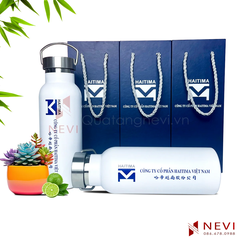 quà tặng bình giữ nhiệt inox, kèm hộp đựng in ấn đẹp, cung cấp bởi Quà tặng Nevi