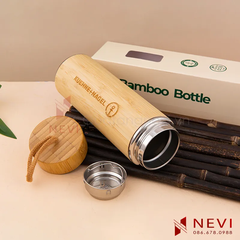 Quà tặng Nevi cung cấp số lượng lớn bình giữ nhiệt vỏ tre có in khắc logo làm quà tặng doanh nghiệp