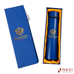 bình giữ nhiệt có đóng hộp kèm khăn lụa vàng làm quà tặng giáo dục, tri ân thầy cô, nhà trường, cung cấp bởi Quà tặng Nevi