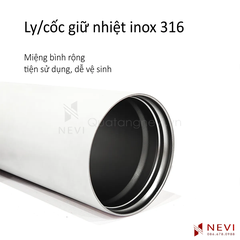 ảnh chụp chi tiết miệng cốc giữ nhiệt inox 316