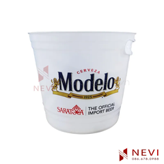 xô đá nhựa màu trắng in logo bởi quà tặng nevi