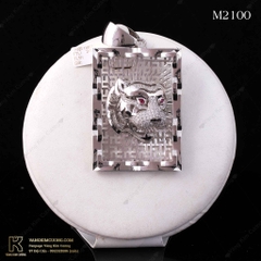 Mặt dây nam vàng trắng 18k M2100