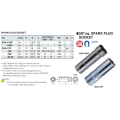 Tuýp mở bugi 3/8 inch B3A-18P