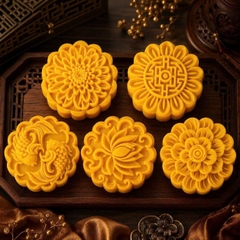 Khuôn trung thu 5 mặt tròn song ngư lộc thọ 200gr - 230gr