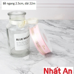 Ruy băng chữ Love nhỏ màu hồng 2.5cm - 22m