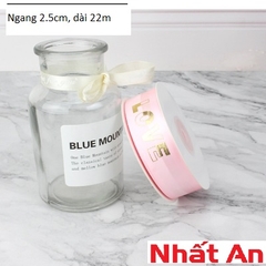 Ruy băng chữ LOVE màu hồng 2.5cm - 22m