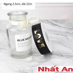 Ruy băng chữ LOVE màu đen 2.5cm - 22m