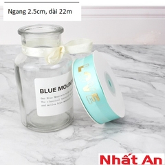 Ruy băng chữ LOVE màu xanh 2.5cm - 22m