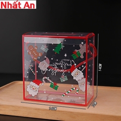 Hộp nhựa vuông ông già Noel đi phát quà 14x7cm