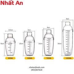 Bình lắc pha chế bằng nhựa - Cocktail shaker. Có 4 thể tích