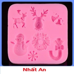 Khuôn silicone 4D tuần lộc, bông tuyết, người tuyết Noel