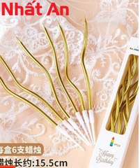 Nến xoắn dài nhũ vàng 15.5cm