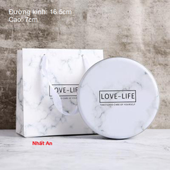 Hộp thiếc trắng Love - Life 16.5x7cm