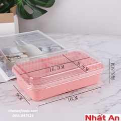 Hộp nhựa Caro hình chữ nhật màu hồng