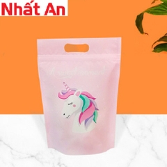 Túi Zip đựng bánh kẹo ngựa Unicon hồng