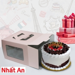 Hộp bánh kem giấy kèm đế màu hồng Supo (Có 3 size)