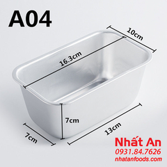 Khuôn nhôm nướng bánh hình chữ nhật A04