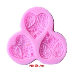khuôn silicone 4D 3 trái tim