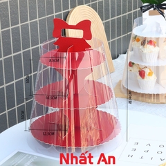 Tháp giấy đựng bánh cupcake màu đỏ