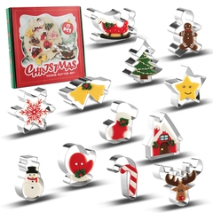 Khuôn cutter Inox nhấn bánh quy hình Noel 12 cái