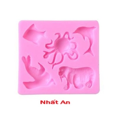 Khuôn silicon 4D hình cá heo, hải cẩu , bạch tuột