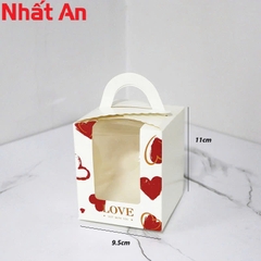 Hộp cupcake 1 bánh trái tim Love
